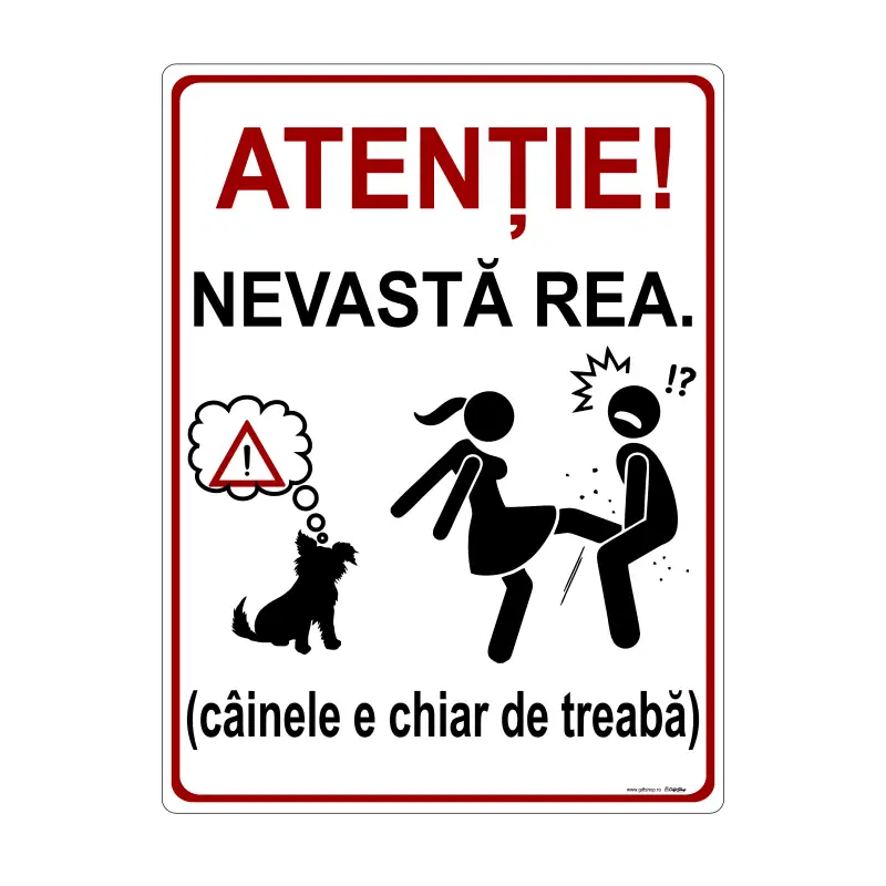 Atentie nevasta rea, indicator amuzant 200x265 mmv